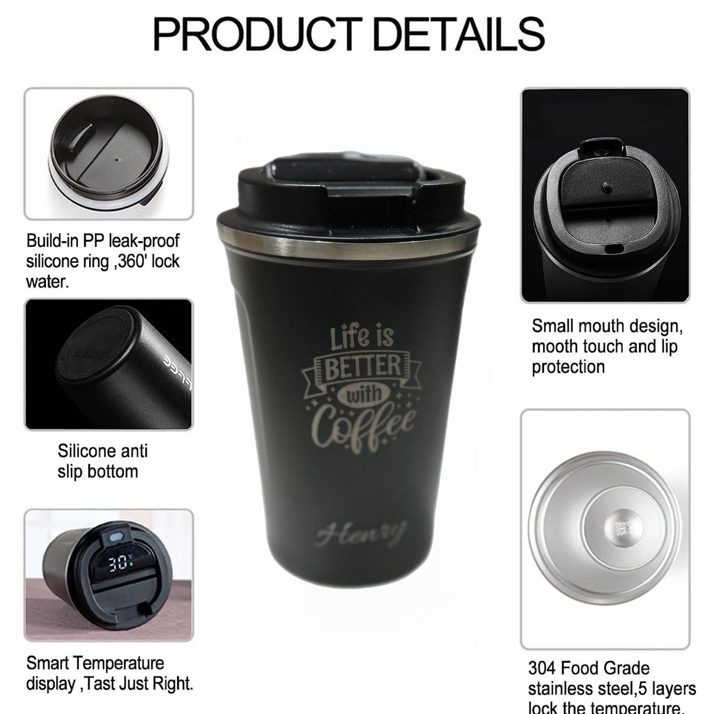 Personalised Smart Coffee Cup - 380ml!