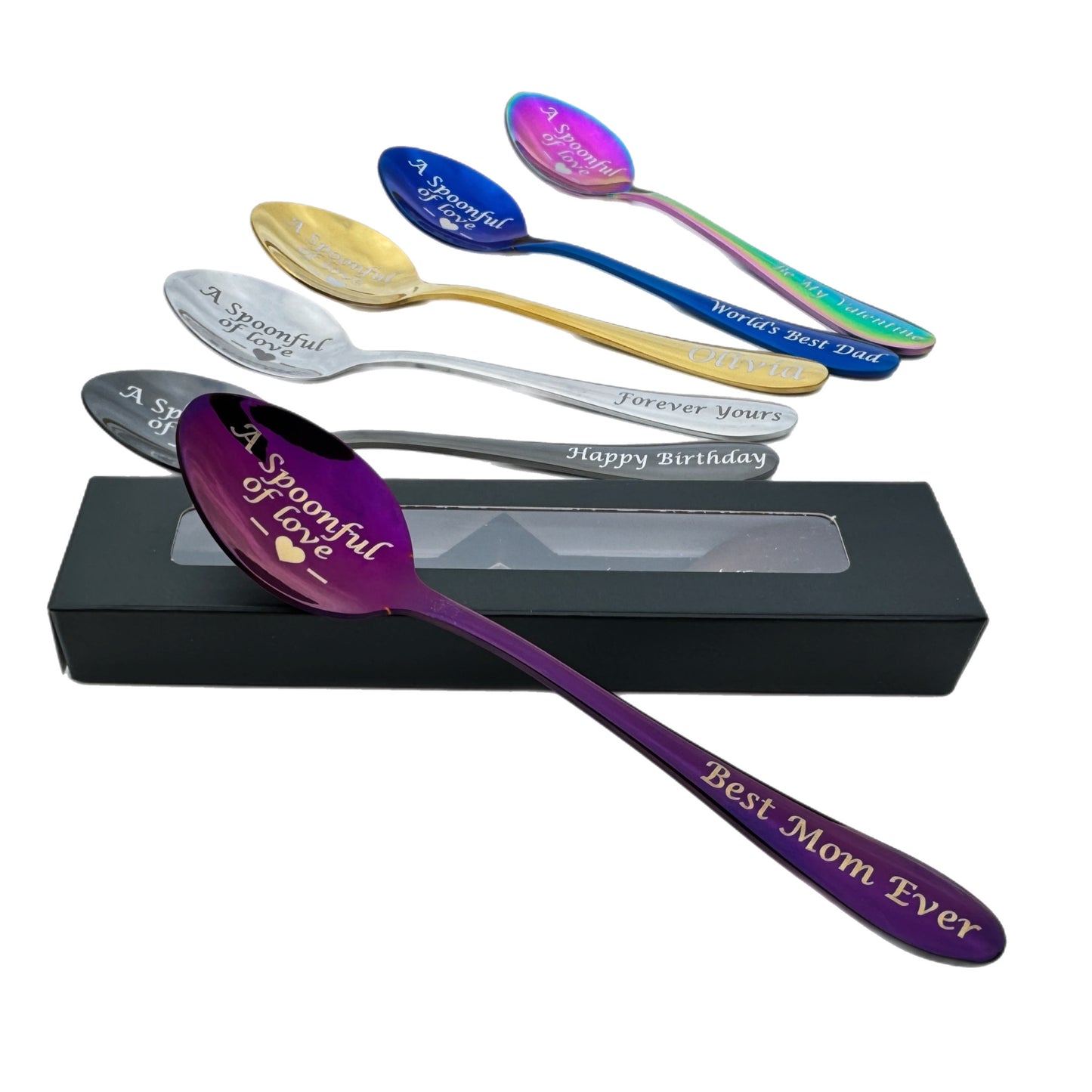 Personalised Engraved Teaspoon – Custom Text on Handle & Bowl